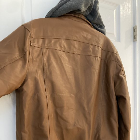 PU Leather Jacket with removable hood for men. NWT. - Picture 4 of 14